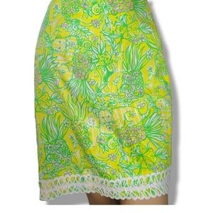 Lilly Pulitzer Womens Skirt Crazy Cat House Print Lions Pineapples Size 2